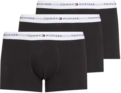 tommy hilfiger herren boxershorts trunks 3er-pack schwarz weiß 95% baumwolle größe m l