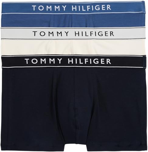 tommy hilfiger herren boxershorts trunks 3er pack mit logobund mehrfarbig L