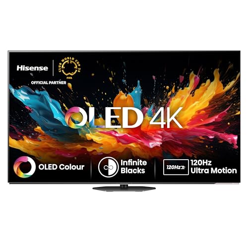 hisense 55a85n 55 zoll 4k uhd oled smart tv, 120hz, hdmi 2.1, dolby vision, schwarz