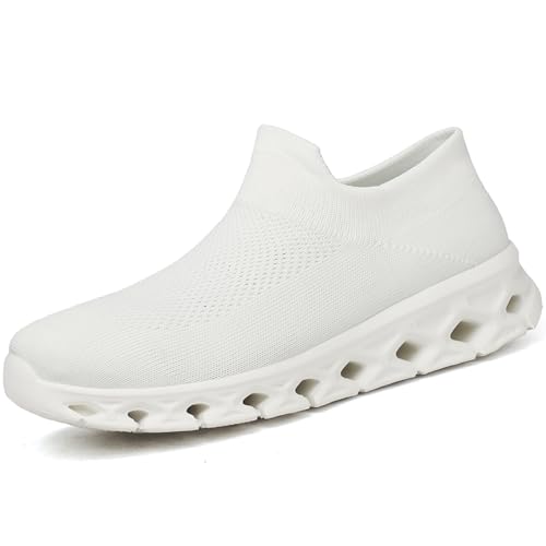 FLARUT slip-on sneakers herren damen atemcaktive sportschuhe joggingschuhe weiß, 36