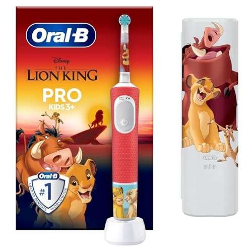 oral-b pro kids elektrische zahnbürste könig der löwen für kinder ab 3 Jahren, sensitiv-modus, extra weiche borsten