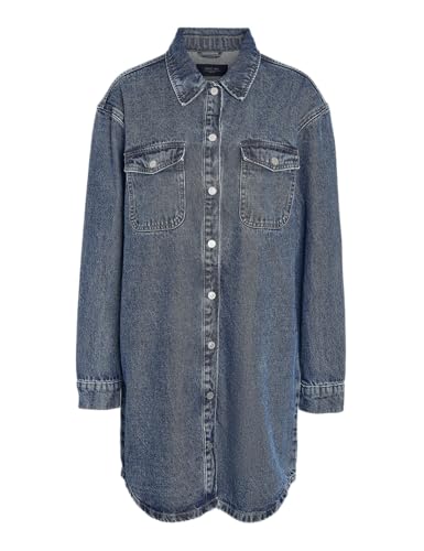 noisy may damen kleid nmava l/s dress medium blue denim, x-small
