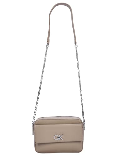 calvin klein umhängetasche damen pocket camera bag grau mit tragekette einheitsgröße