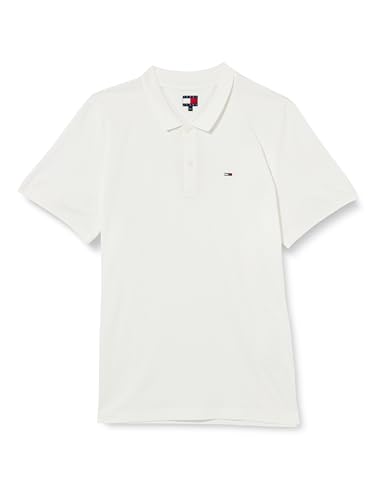 Tommy Jeans Slim Placket Polo S/S Herren, Weiß (Ecru), XXL