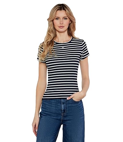 Produktbild: tommy jeans damen t-shirt kurzarm slim fit rib