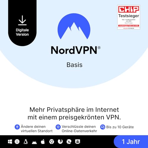 nordvpn 1 jahr, 10 geräte, vpn-software, digitaler code