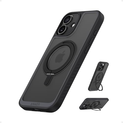 anker's flexstand iPhone 16 case, magnetisch, 360 ringständer, rutschfest, magSafe-compatible