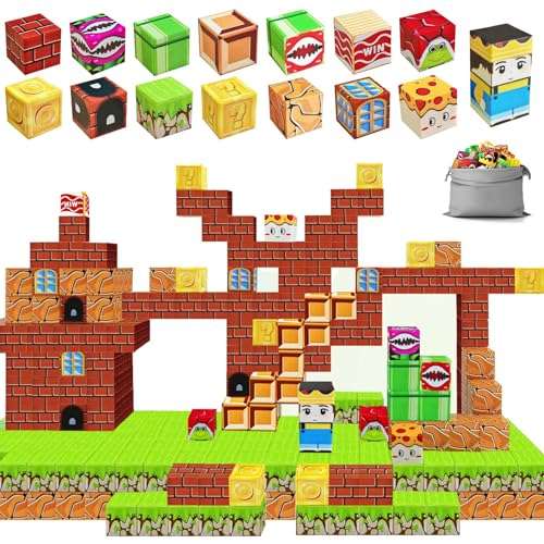 magnetische bausteine 64 teile, magnetisches spielzeug für kinder ab 3 jahren, stem montessori
