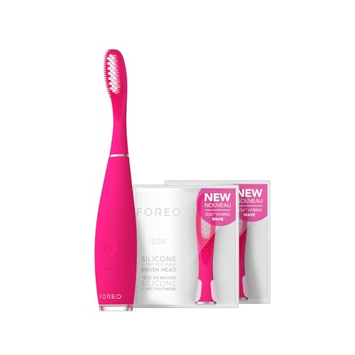 foreo issa 3 set - schallzahnbürste 4-in-1 mit 2 x hybrid wave-bürstenkopf fuchsia