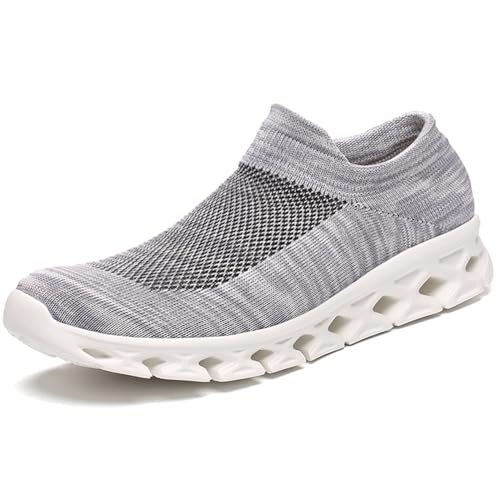 Flarut slip-on sneakers herren damen joggingschuhe leichtgewicht atmungsaktiv hellgrau 38