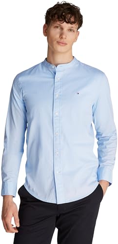tommy hilfiger herren hemd mao regular fit flex poplin blau sweet blue L