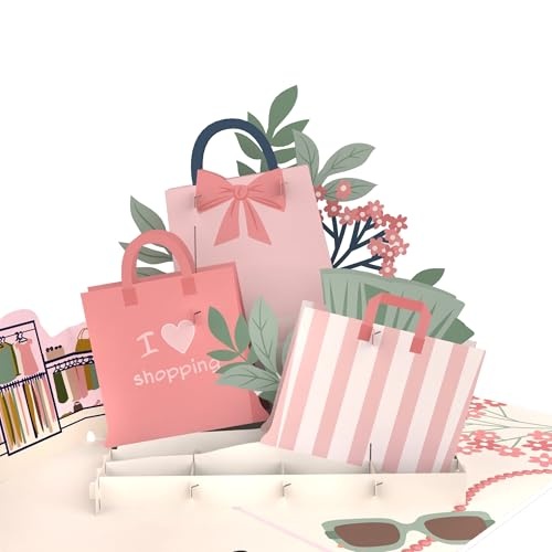 MOKIO 3D Gutschein Pop-Up Karte Shopping Tour, Grußkarte zum Geburtstag