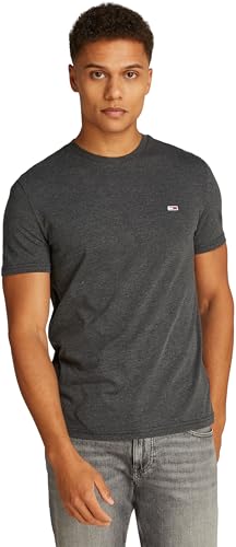 tommy jeans t-shirt herren kurzarm rundhals grau black htr xl