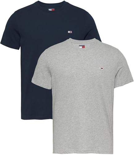 tommy jeans tjm xslim 2pack jersey t-shirt grau navy s eu