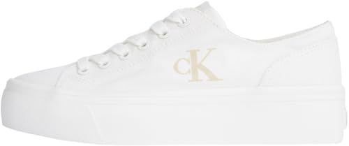 calvin klein damen sneaker flatform low top weiß triple bright white 38