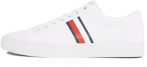tommy hilfiger herren sneaker vulcanized low top mesh stripes weiß 42