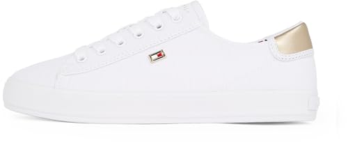 tommy hilfiger damen sneaker vulcanized lace up canvas weiß 37