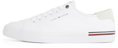 tommy hilfiger herren sneaker low top canvas vulcanized weiß 42