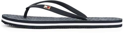 tommy hilfiger damen flip flops strand sandalen logo blau space blue 38