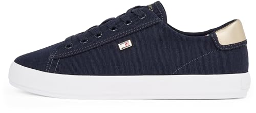 tommy hilfiger damen sneaker canvas vulcanized lace up blau 38