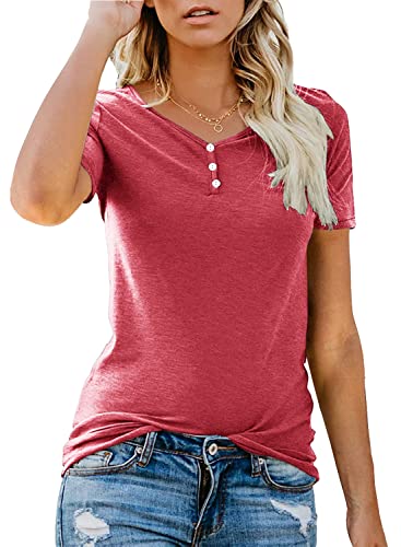 Lantch damen t-shirt kurzarm v-ausschnitt elegant basic oberteile freizeit tops