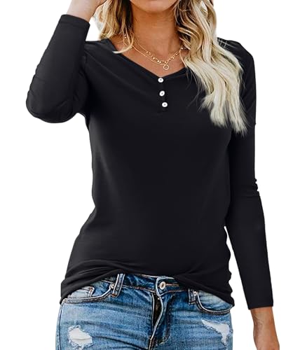 Lantch langarmshirt dames baumwolle v-ausschnitt herbst longsleeve tshirt tops