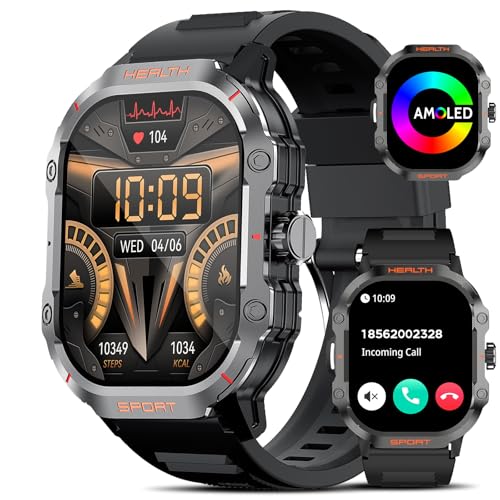 smartwatch herren 2024 mit 2,01 zoll amoled display, fitnessuhr, herzfrequenzmesser, nfc