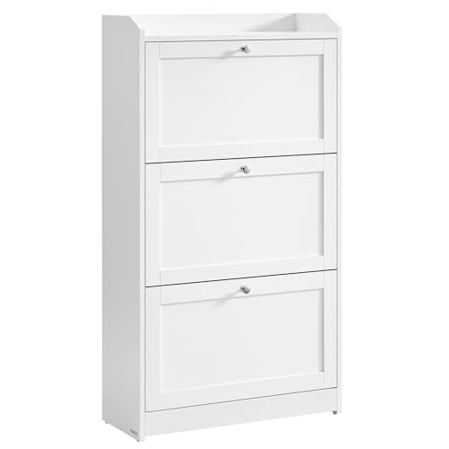 VASAGLE Schuhschrank 3 Klappen, für bis zu 18 Paar Schuhe, 24 x 60 x 108 cm