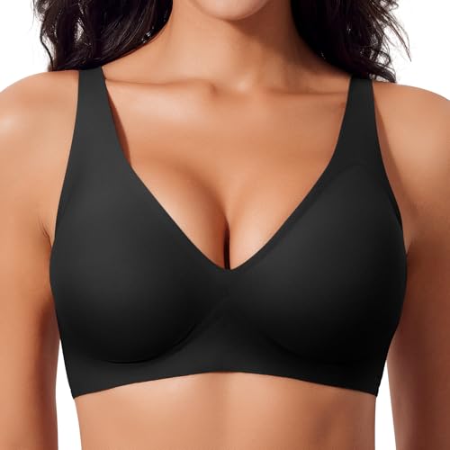 ganado bh damen bralette push up nahtlos tiefem v-ausschnitt bügellos schwarz, m