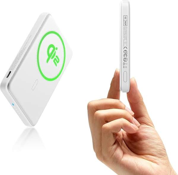 ESR 5000 mAh Qi2 MagSafe Power Bank, 15W Fast Charging, Weiß