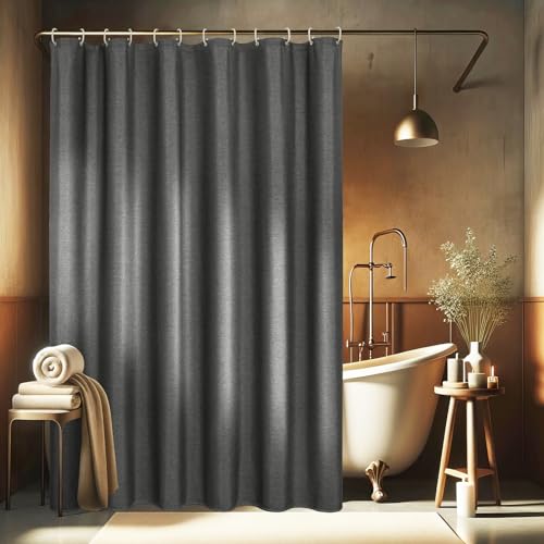 duschvorhang eurcross dunkelgrau leinen texturiert 180x180 wasserdicht waschbar polyester