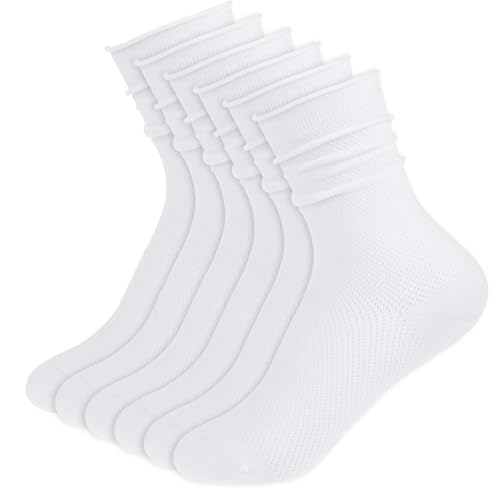 mozeat damen rüschen socken 3 paare weiße mittelhoch baumwolle unisex trachtensocken