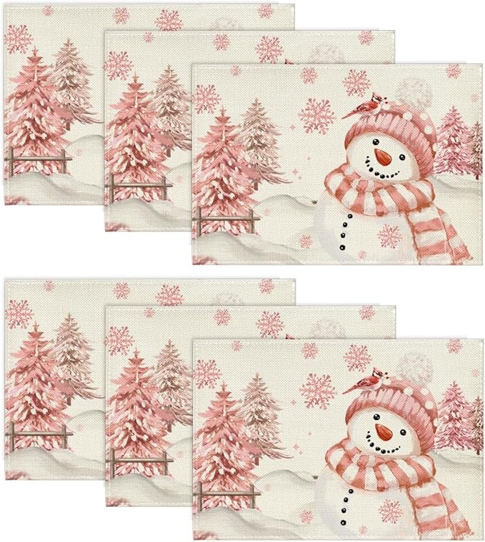 blau schneemann weihnachten tischset 6er set artoid mode 30x45cm waschbar deko