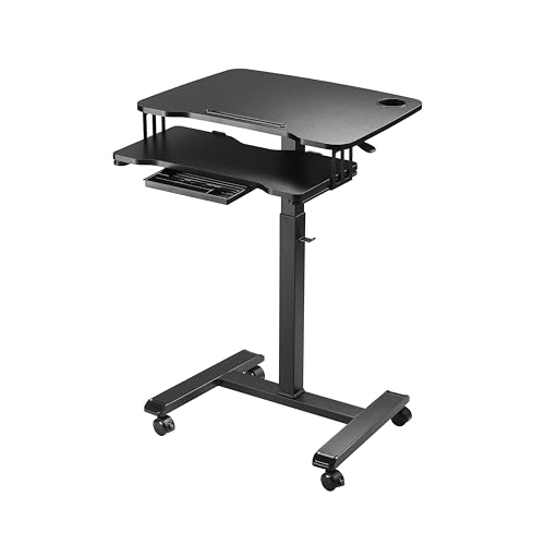 ethu höhenverstellbarer stehpult 68x50cm mobiler schreibtisch mit rollen schwarz