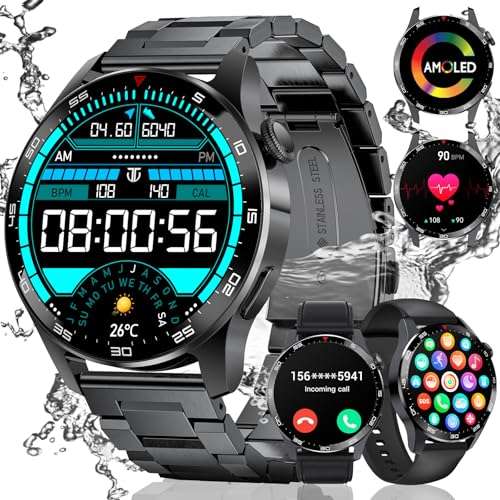 LIGE smartwatch herren 1.43 AMOLED fitnessuhr mit telefonfunktion 100 sportmodi 5ATM