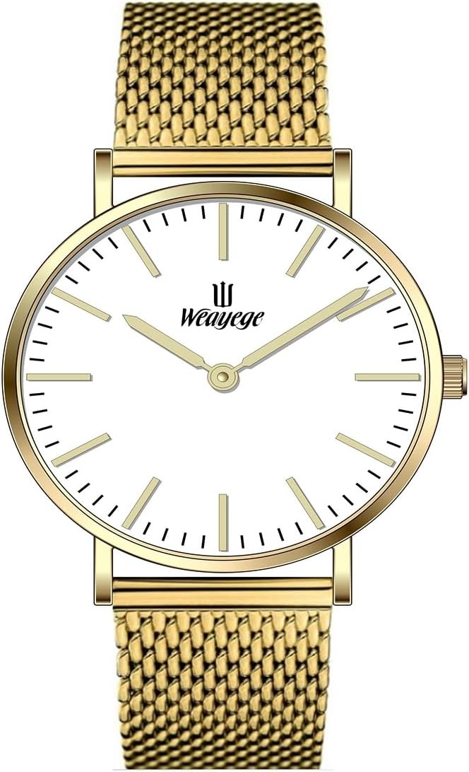 Damen Analog Quarz Uhr Edelstahl Wasserdicht Mesh Armbanduhr Ultradünn