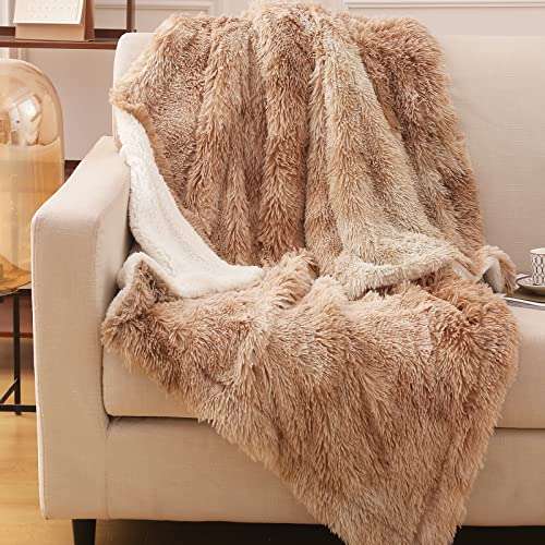 emme kuscheldecke faux pelz, flauschig weich, wendbare shaggy decke für sofa und bett