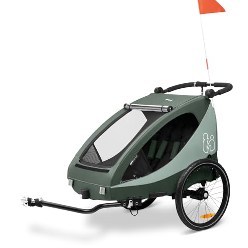 hauck fahrradanhänger kinderwagen dryk duo plus für 2 kinder faltbar dunkelgrün