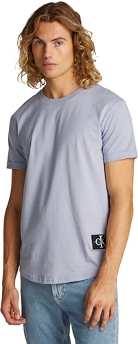 calvin klein t-shirt herren badge kurzarm turn-up ärmel blau aleutian l