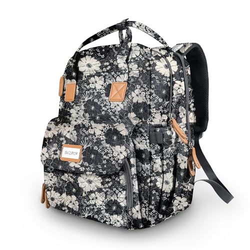 SNDMOR wickelrucksack hochkapazität baby rucksack für reisen, einkaufen, spazieren(Blumen)