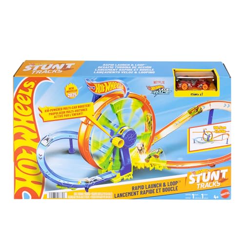 hot wheels spielzeugauto streckenset mit looping, crash-zone und 8er-kurve, jbx65