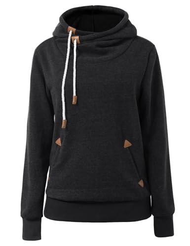 Produktbild: Cindeyar Damen Hoodie Langarm Kapuzenpullover Baumwollmischung Winter Schwarz S