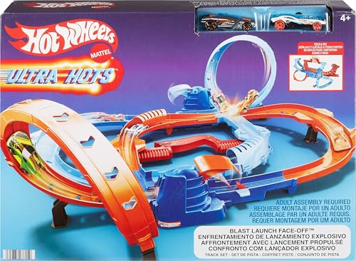 hot wheels spielzeugauto trackset, ultra hots rennstrecke mit 2 fahrzeugen 1:64