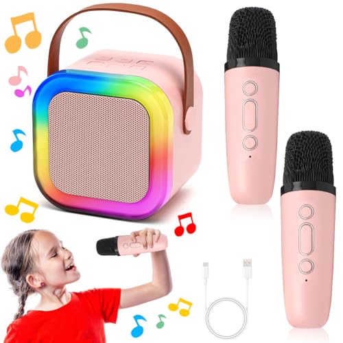 Karaoke Maschine kinder RANJIMA tragbare Bluetooth mit 2 Mikrofonen für 3-12 Jahre