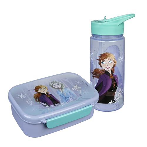 scooli disney frozen kindergeschirr set - brotdose und trinkflasche für kinder ab 4 jahren
