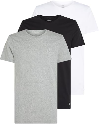 calvin klein herren t-shirts kurzarm 3er pack baumwolle schwarz weiß grau xl