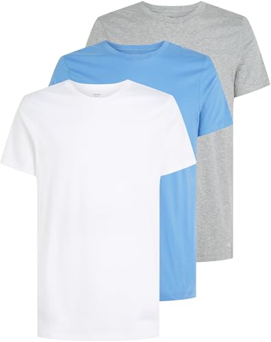 calvin klein herren t-shirts kurzarm 3er pack baumwolle mehrfarbig m