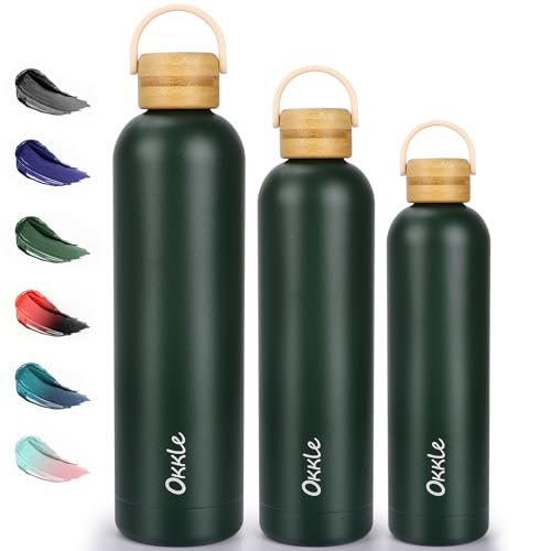 trinkflasche edelstahl 500ml mit griff, auslaufsichere thermosflasche 12 hrs heiß, 24 hrs kalt