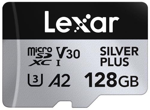 micro sd karte lexar silver plus, 205 mb/s, uhs-i, a2, u3, v30, sd adapter, 4k uhd