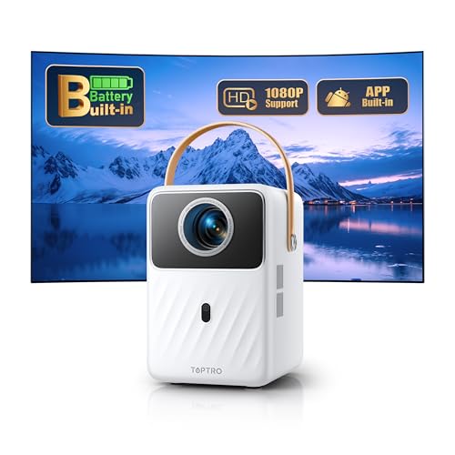 mini beamer toptro 1080p full hd mit akku, wifi, bluetooth, elektrischer fokus, zoom